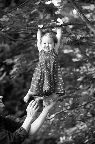 Father & daughter in the garden, Original in family album